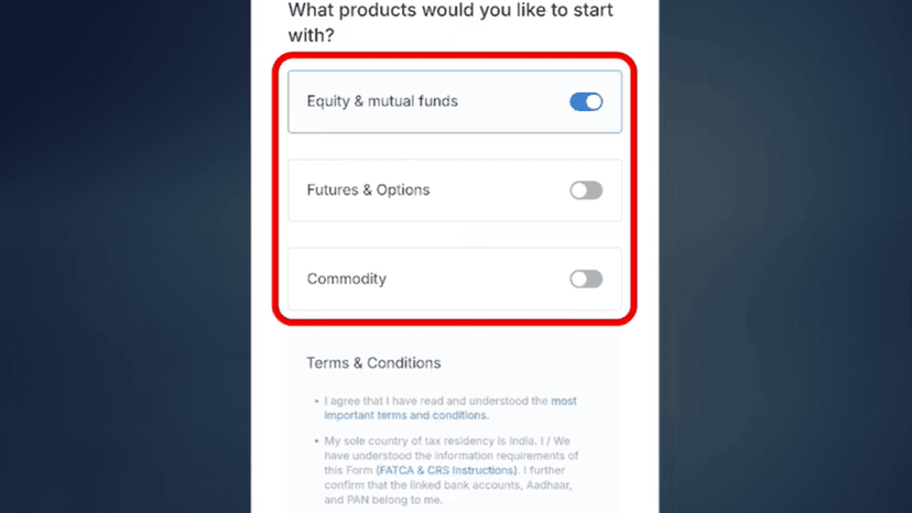 Step 2: Select Segments & Complete Aadhaar KYC