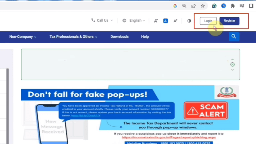 Step 1: Login to Income Tax Portal
